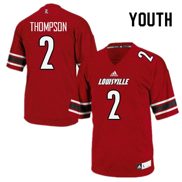 Youth #2 Jadon Thompson Louisville Cardinals College Football Jerseys Stitched Sale-Red - Click Image to Close